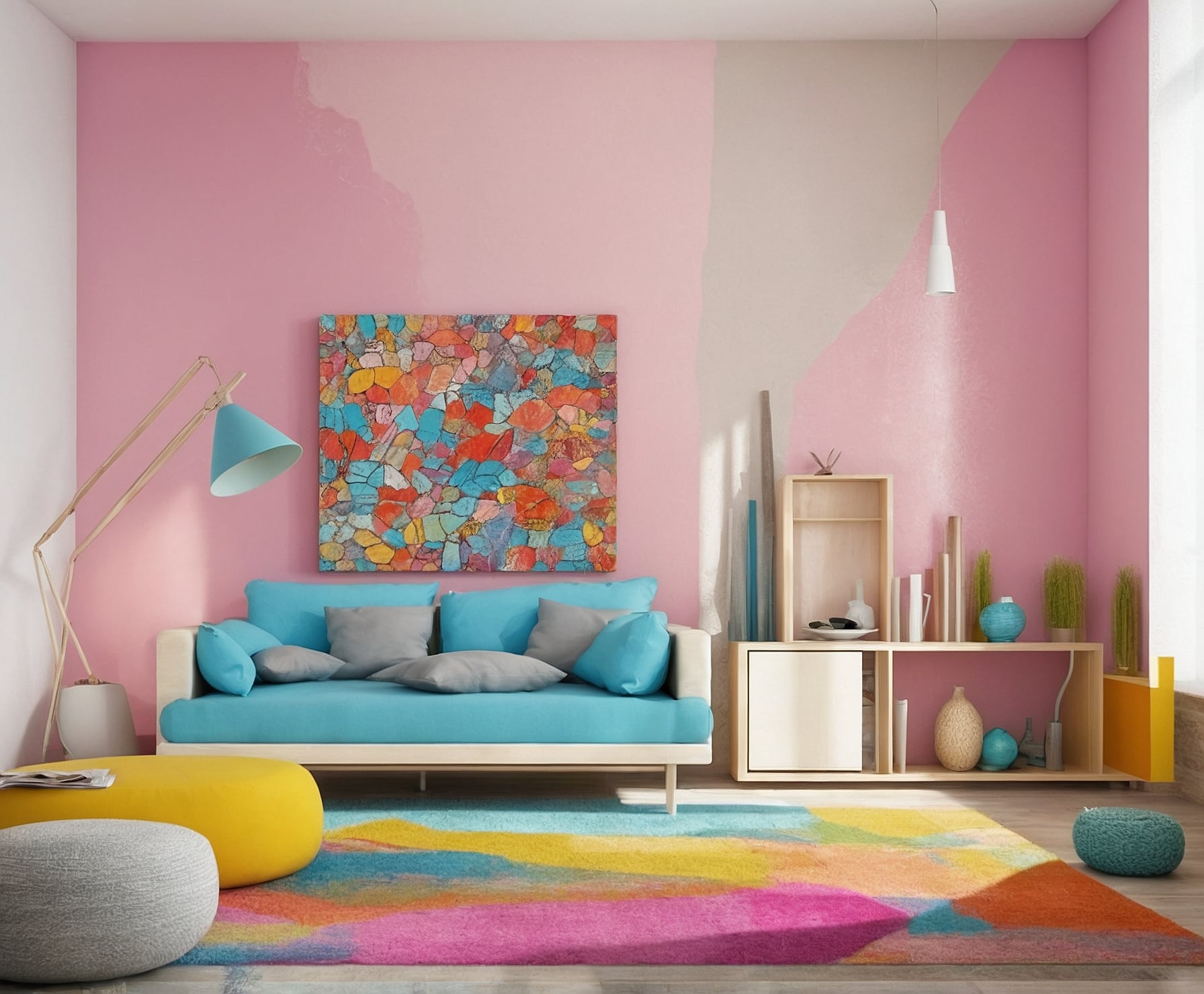 Paredes pintadas con colores vibrantes y acabados perfectos